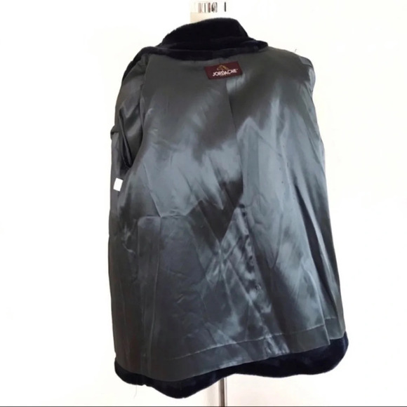 Vintage 80s Faux Fur Coat M/L Midnight Blue Soft Glamour Luxurious - Picture 5 of 8